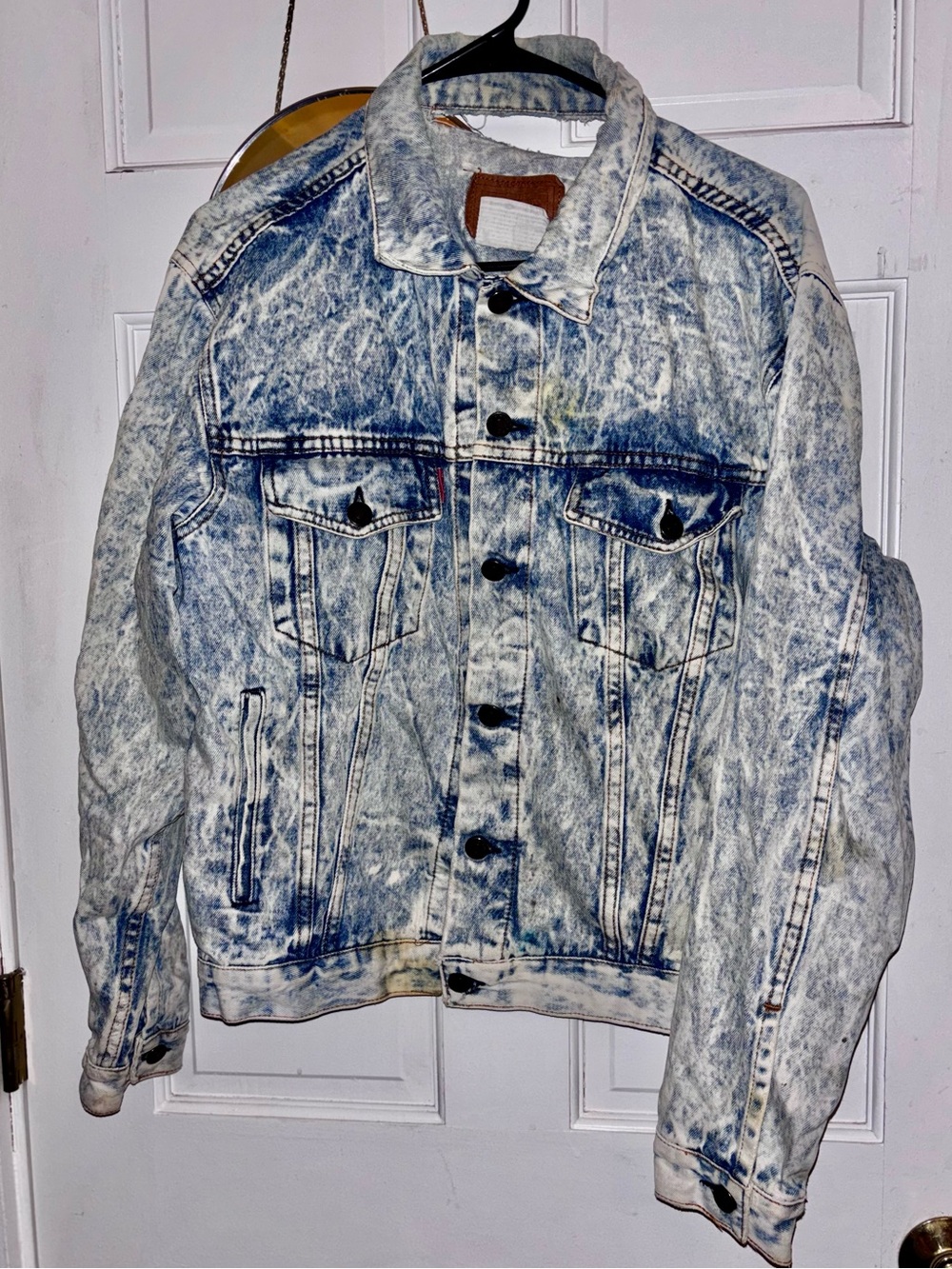 Men's Vintage Acid-Wash Denim Jacket - Light Blue